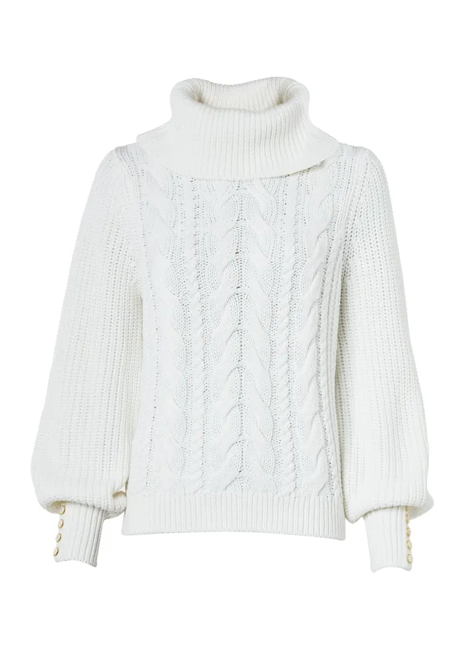 Holland Cooper Corded Roll Neck Knit Natural Women Knitwear Holland Cooper Corded Roll Neck Knit Natural Women Knitwear