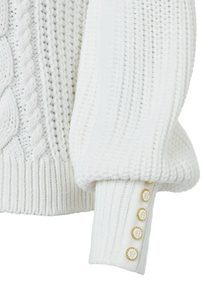 Holland Cooper Corded Roll Neck Knit Natural Women Knitwear Holland Cooper Corded Roll Neck Knit Natural Women Knitwear