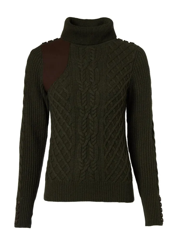Holland Cooper Country Roll Neck Knit Forest Green Women Knitwear Holland Cooper Country Roll Neck Knit Forest Green Women Knitwear