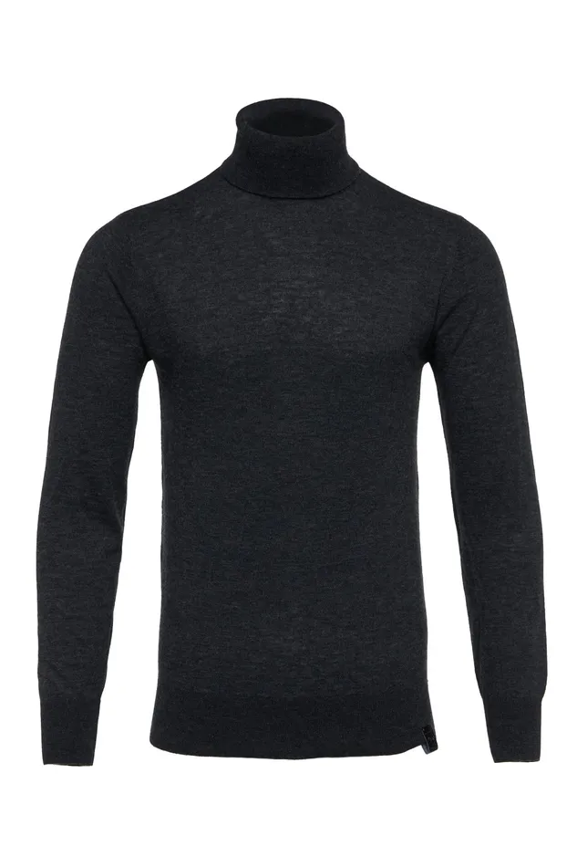 Holland Cooper Fine Roll Neck Knit Charcoal Men Knitwear Holland Cooper Fine Roll Neck Knit Charcoal Men Knitwear