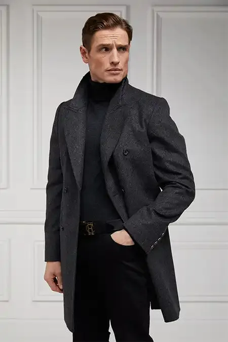 Holland Cooper Fine Roll Neck Knit Charcoal Men Knitwear Holland Cooper Fine Roll Neck Knit Charcoal Men Knitwear