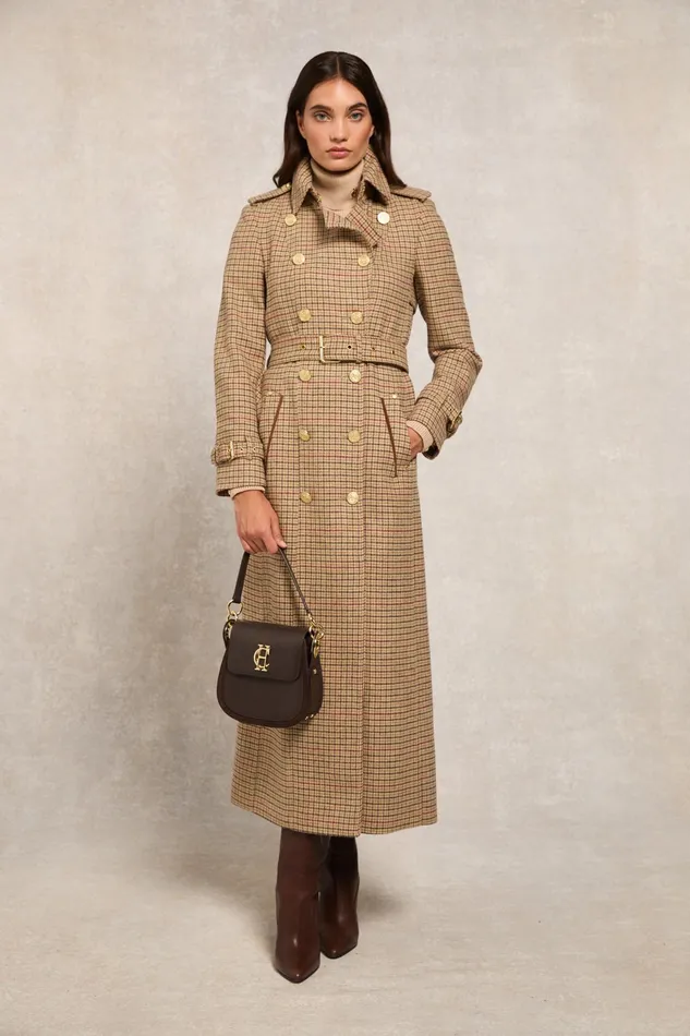 Holland Cooper Full Length Marlborough Trench Coat Charlton Tweed Women Tailoring
