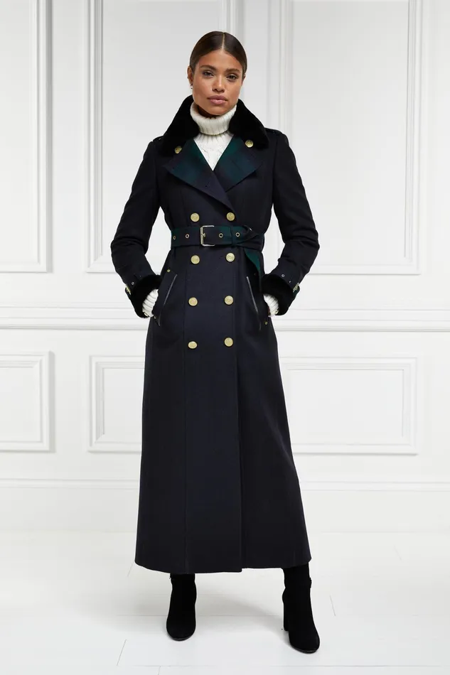 Holland Cooper Gold Label Trench Soft Navy Blackwatch Women Trench Coats