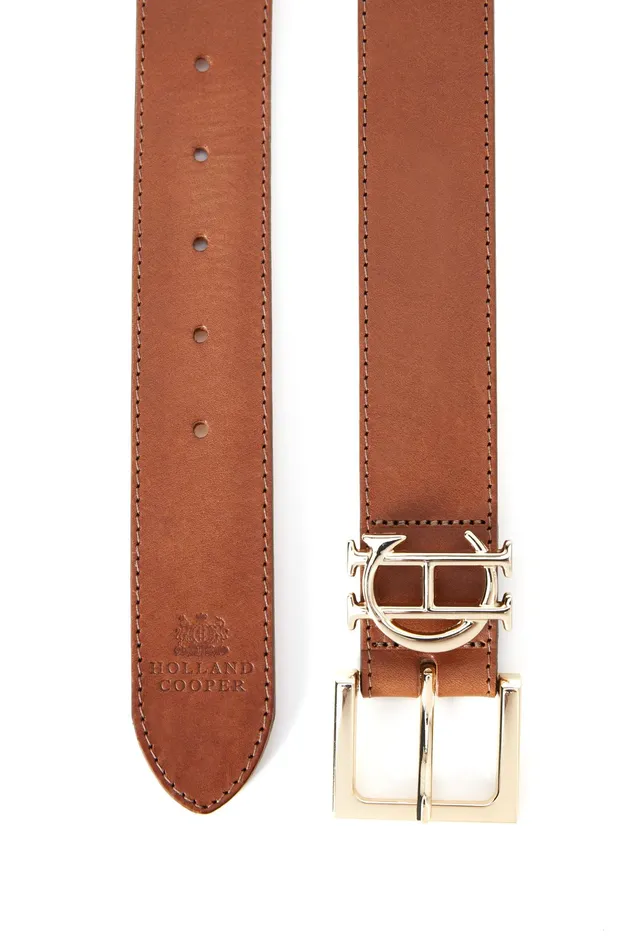 Holland Cooper HC Classic Logo Belt Tan Women Belts Holland Cooper HC Classic Logo Belt Tan Women Belts