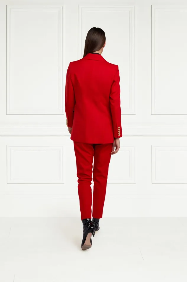 Holland Cooper High Waisted Peg Trouser Red Barathea Women Tailoring Holland Cooper High Waisted Peg Trouser Red Barathea Women Tailoring