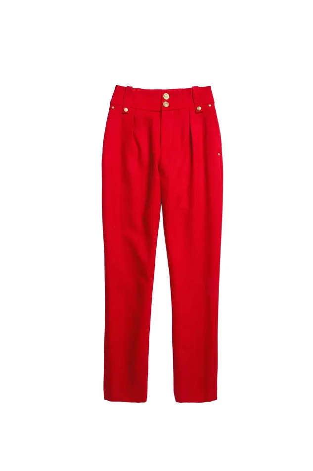 Holland Cooper High Waisted Peg Trouser Red Barathea Women Tailoring Holland Cooper High Waisted Peg Trouser Red Barathea Women Tailoring