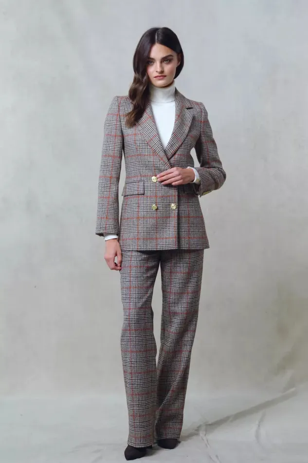 Holland Cooper High Waisted Straight Trouser Orange Windsor Women Tailoring Holland Cooper High Waisted Straight Trouser Orange Windsor Women Tailoring