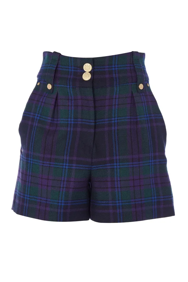Holland Cooper Luxe Tailored Short Heather Tartan Women Tailoring Holland Cooper Luxe Tailored Short Heather Tartan Women Tailoring