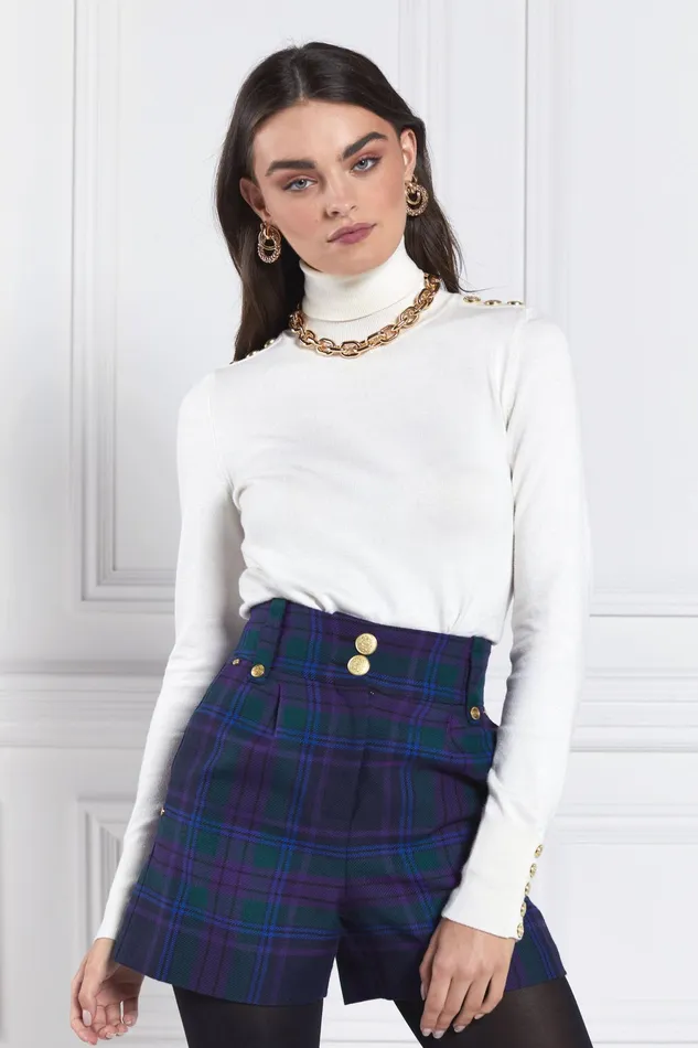 Holland Cooper Luxe Tailored Short Heather Tartan Women Tailoring Holland Cooper Luxe Tailored Short Heather Tartan Women Tailoring