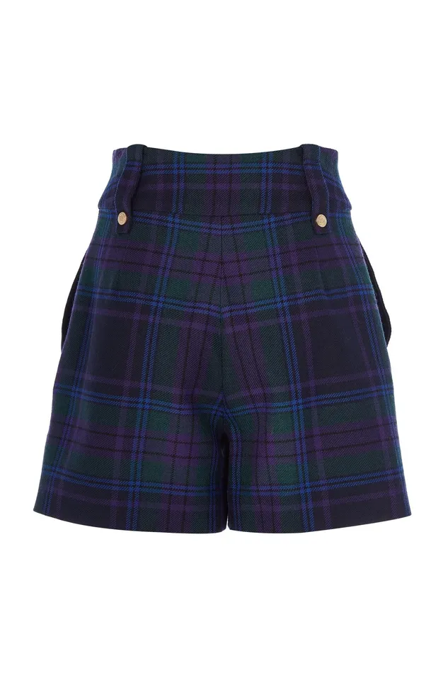 Holland Cooper Luxe Tailored Short Heather Tartan Women Tailoring Holland Cooper Luxe Tailored Short Heather Tartan Women Tailoring