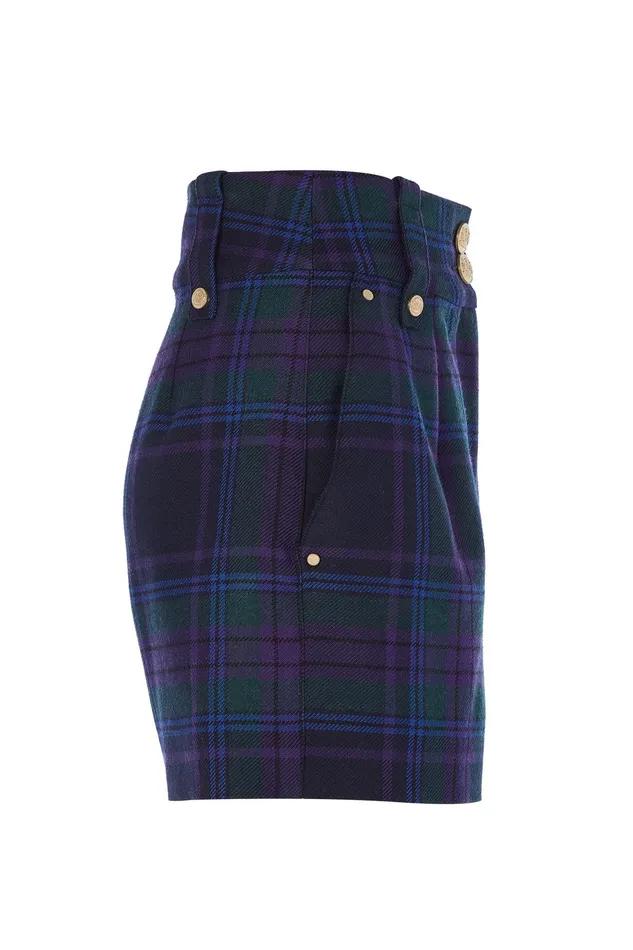 Holland Cooper Luxe Tailored Short Heather Tartan Women Tailoring Holland Cooper Luxe Tailored Short Heather Tartan Women Tailoring