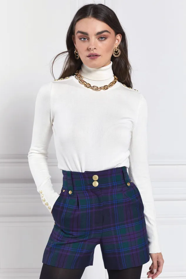 Holland Cooper Luxe Tailored Short Heather Tartan Women Tailoring Holland Cooper Luxe Tailored Short Heather Tartan Women Tailoring