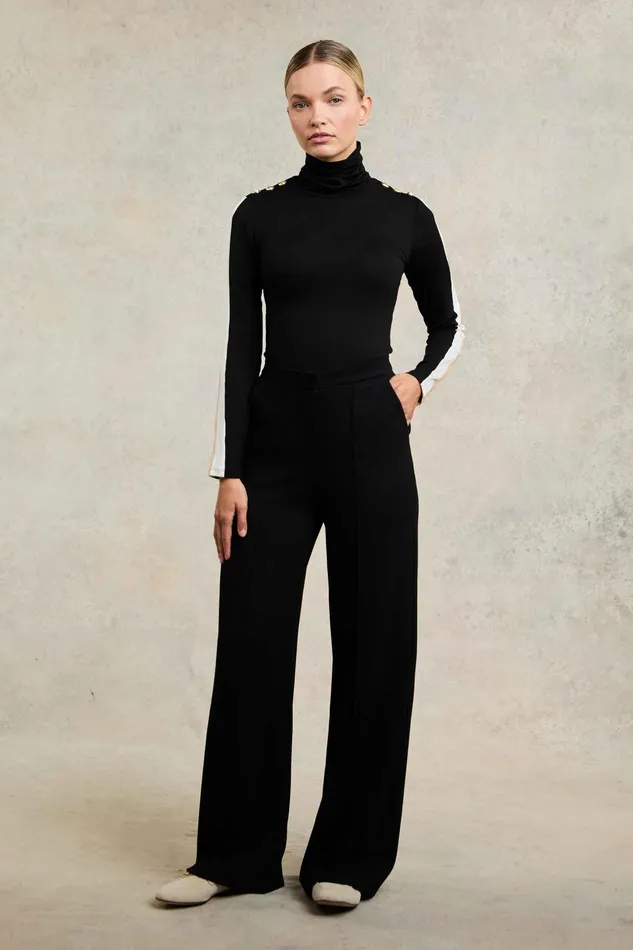 Holland Cooper Panel Long Sleeve Roll Neck Black Camel Women Tops Holland Cooper Panel Long Sleeve Roll Neck Black Camel Women Tops