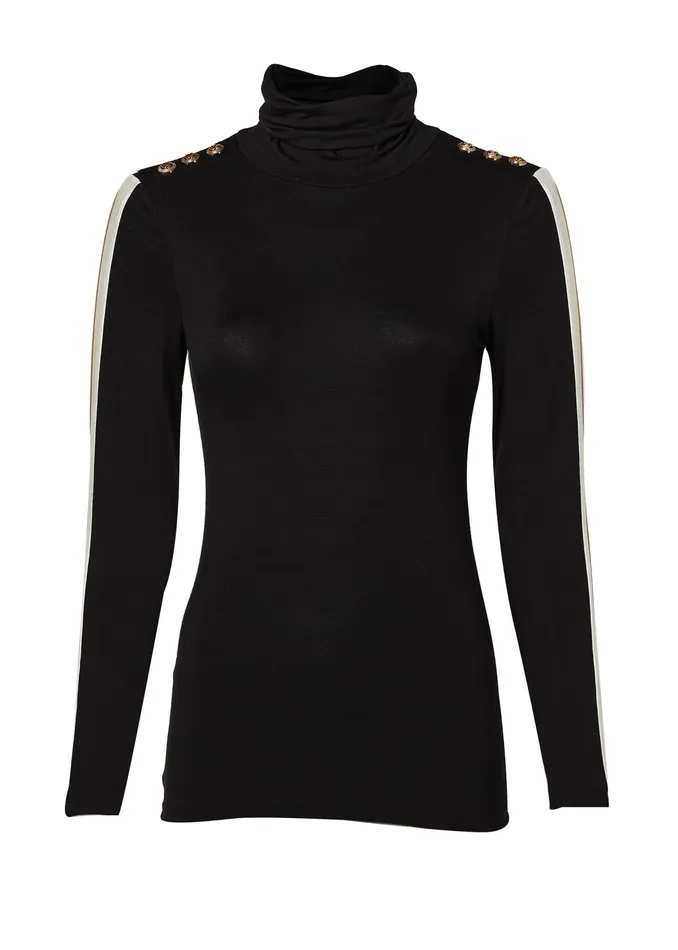 Holland Cooper Panel Long Sleeve Roll Neck Black Camel Women Tops Holland Cooper Panel Long Sleeve Roll Neck Black Camel Women Tops