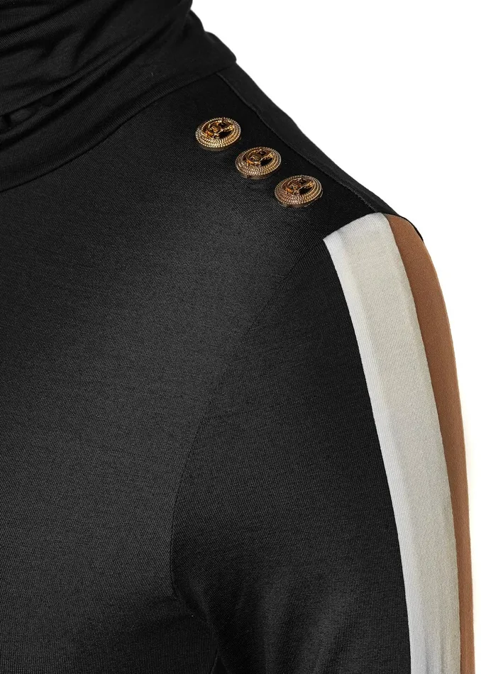 Holland Cooper Panel Long Sleeve Roll Neck Black Camel Women Tops Holland Cooper Panel Long Sleeve Roll Neck Black Camel Women Tops