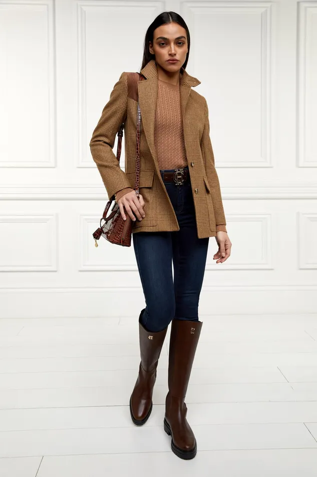 Holland Cooper Princeton Crew Neck Knit Dark Camel Women Knitwear