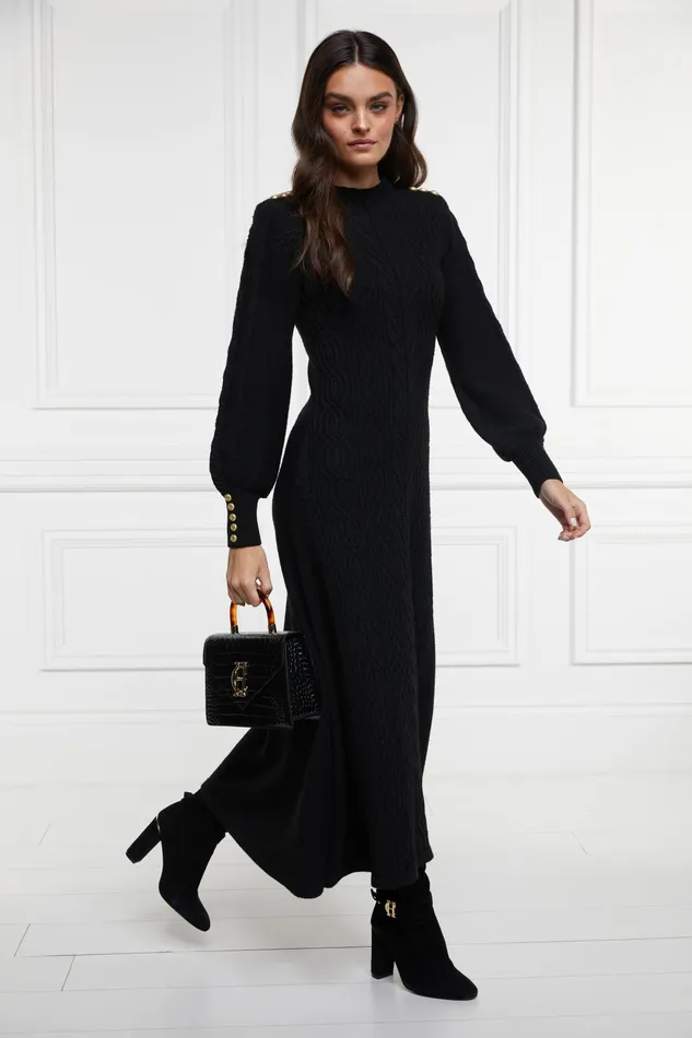 Holland Cooper Rachel Maxi Dress Black Women Knitwear