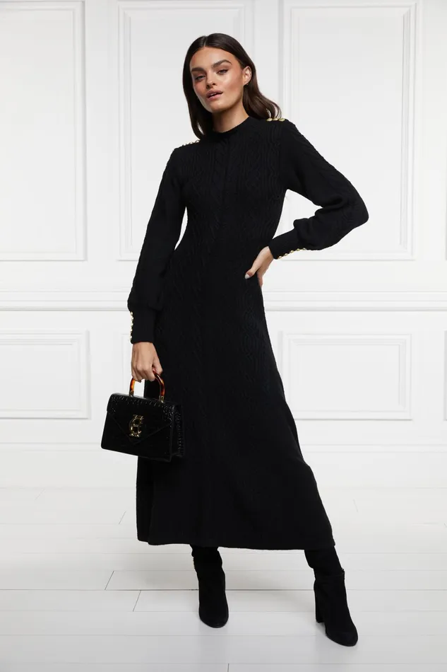 Holland Cooper Rachel Maxi Dress Black Women Knitwear