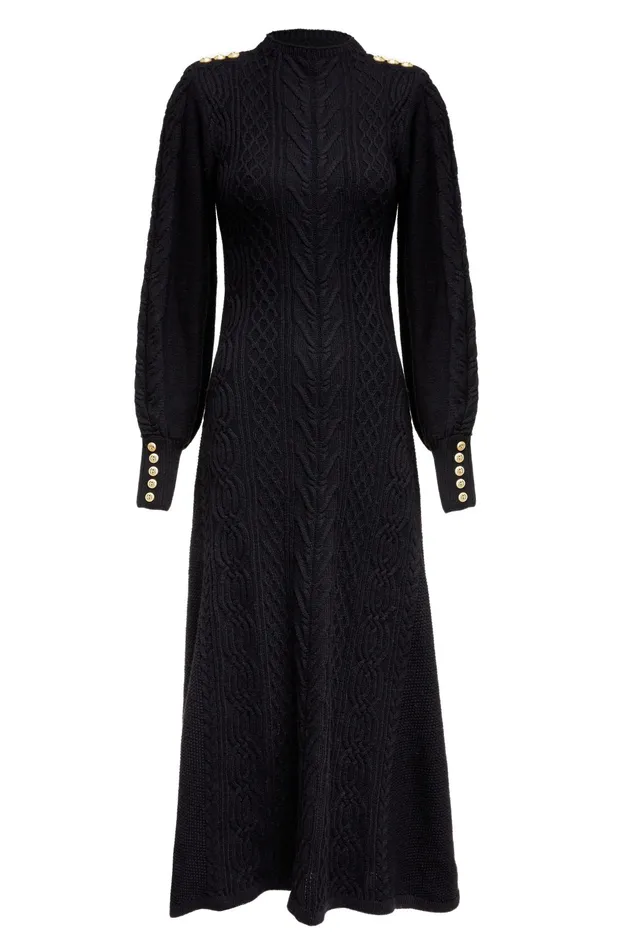 Holland Cooper Rachel Maxi Dress Black Women Knitwear