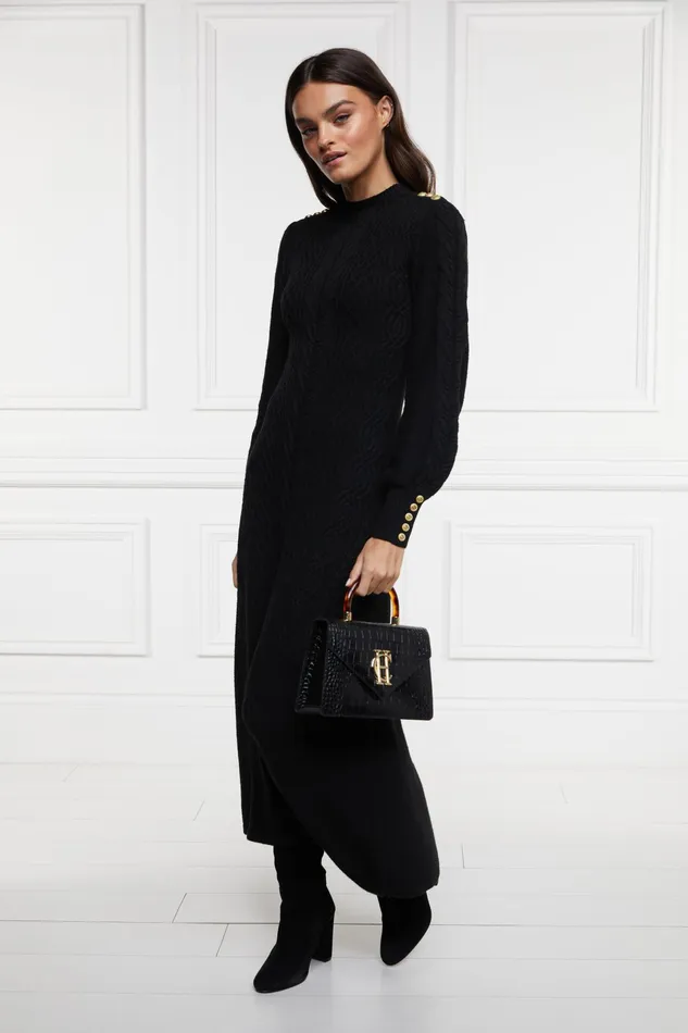 Holland Cooper Rachel Maxi Dress Black Women Knitwear