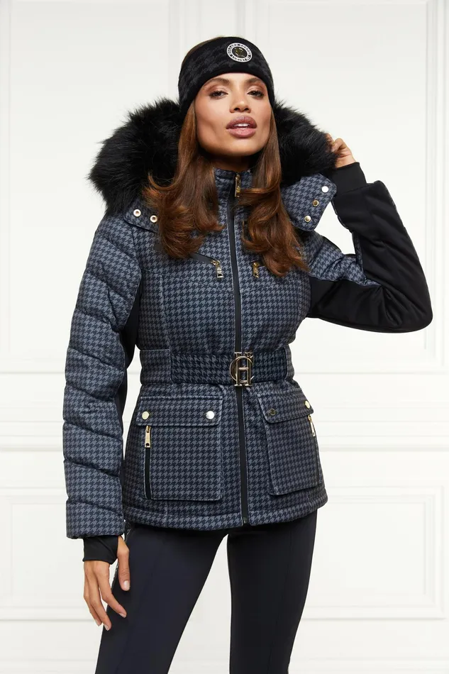 Holland Cooper Ski Jacket Mono Houndstooth Women Ski Jackets