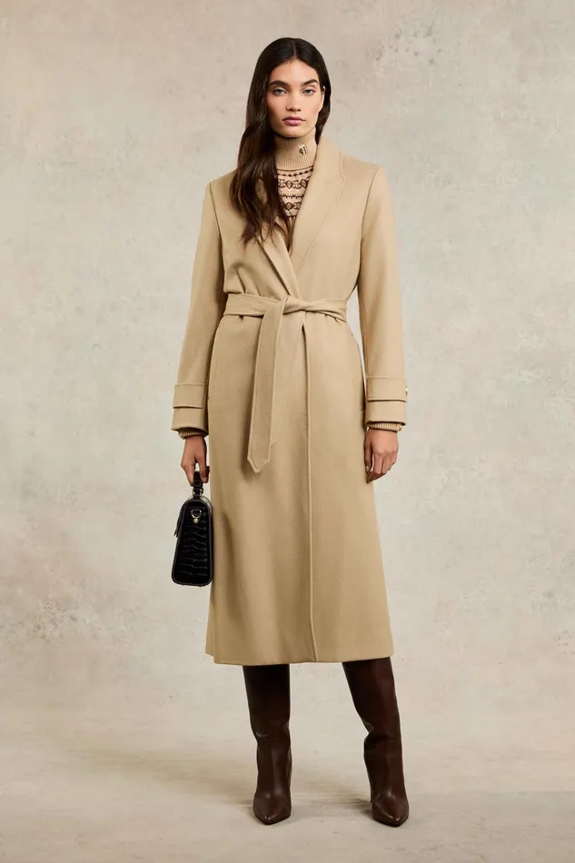 Holland Cooper Wrap Coat Camel Women Tailoring