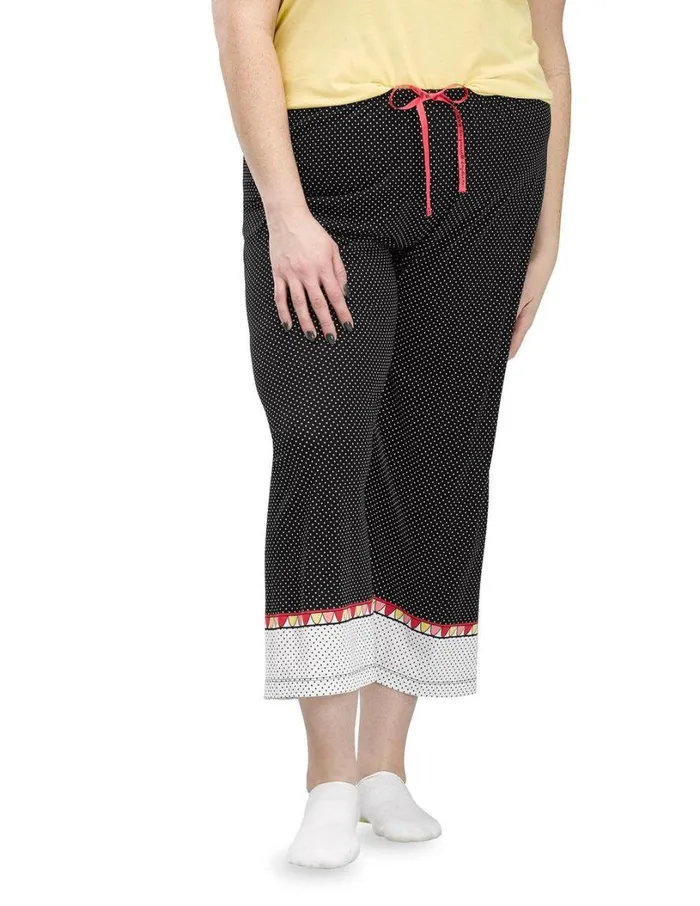 Hue Borderline Classic Capri PJ Black Women Plus Size