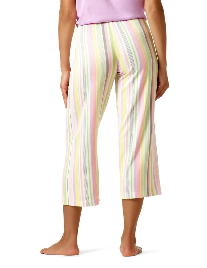 Hue Day Stripe Modern Classic PJ Capri White Women Bottoms