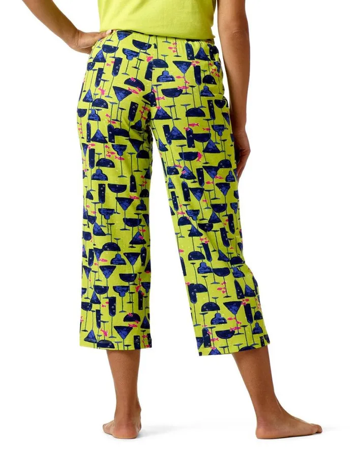 Hue Sipping With Fishes Pj Capri Bright Chartreuse Women Bottoms