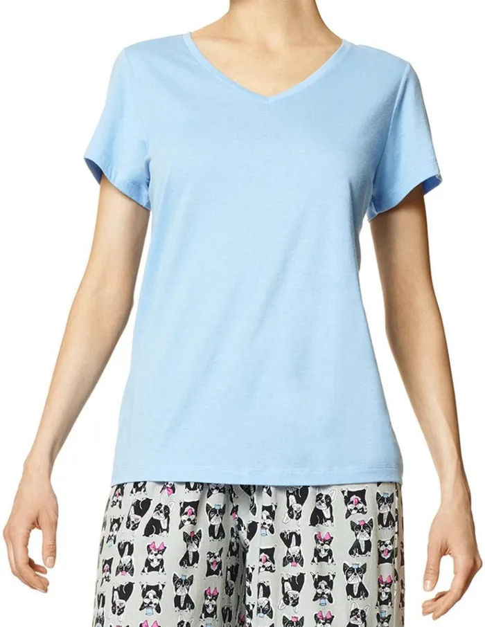 Hue SleepWell VNeck Short Sleeve Tee Bella Blue Women Plus Size