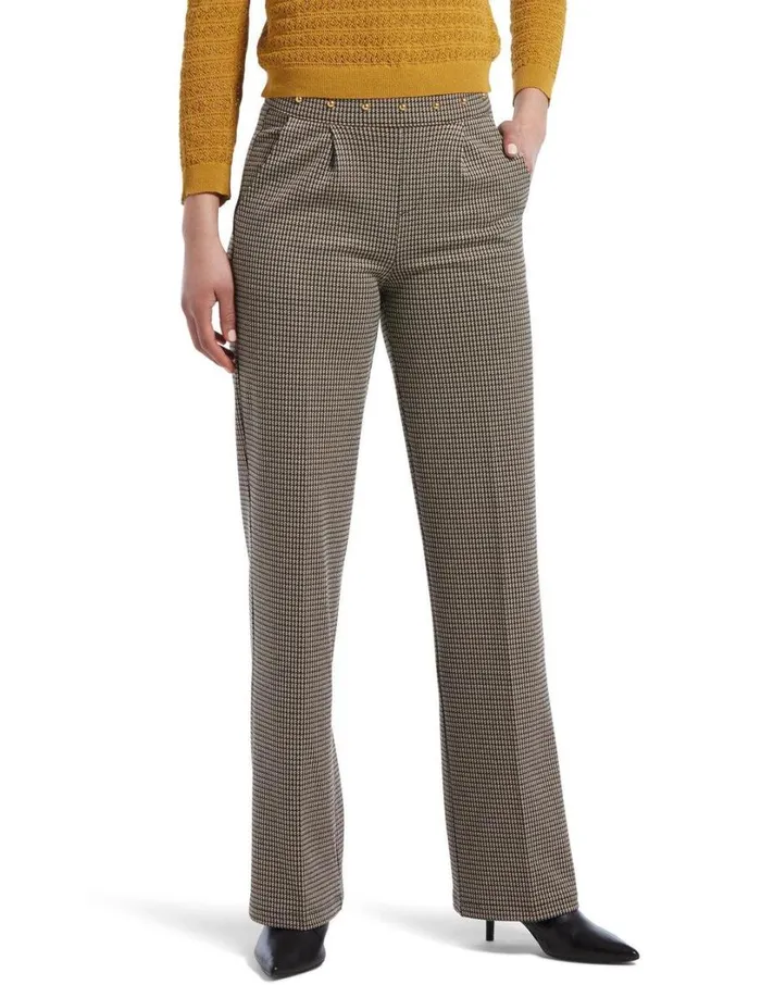 Hue Studded Waistband Wide Leg Leggings Camel Women Trousers