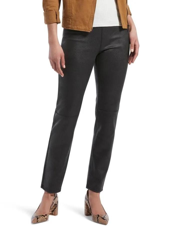 Hue Textured Microsuede Leggings Black Women Faux Leather and Suede