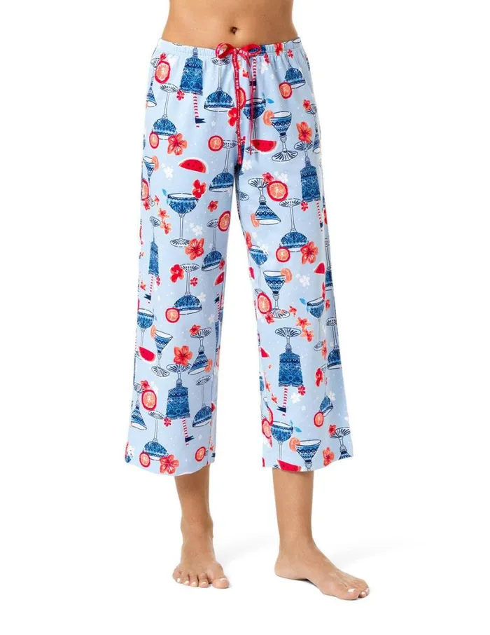 Hue Tipsy In Tucket PJ Capri Cerulean Women Bottoms