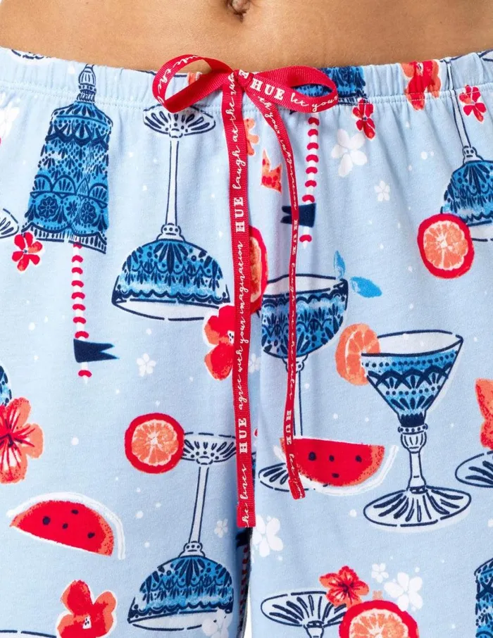 Hue Tipsy In Tucket PJ Capri Cerulean Women Bottoms