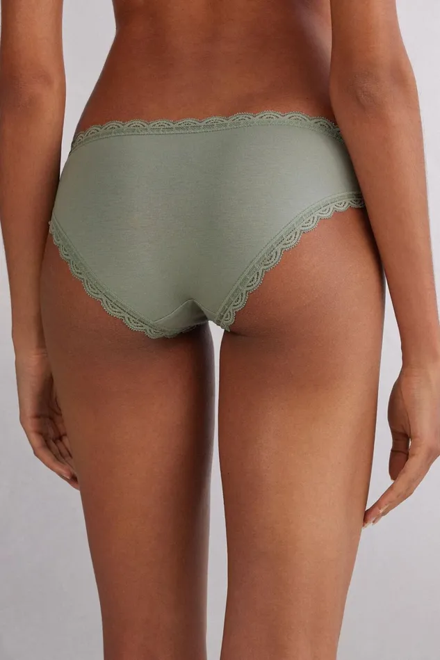 Intimissimi Bikini Panties Women Cotton And Lace Panties 657j 8211 Fade Green