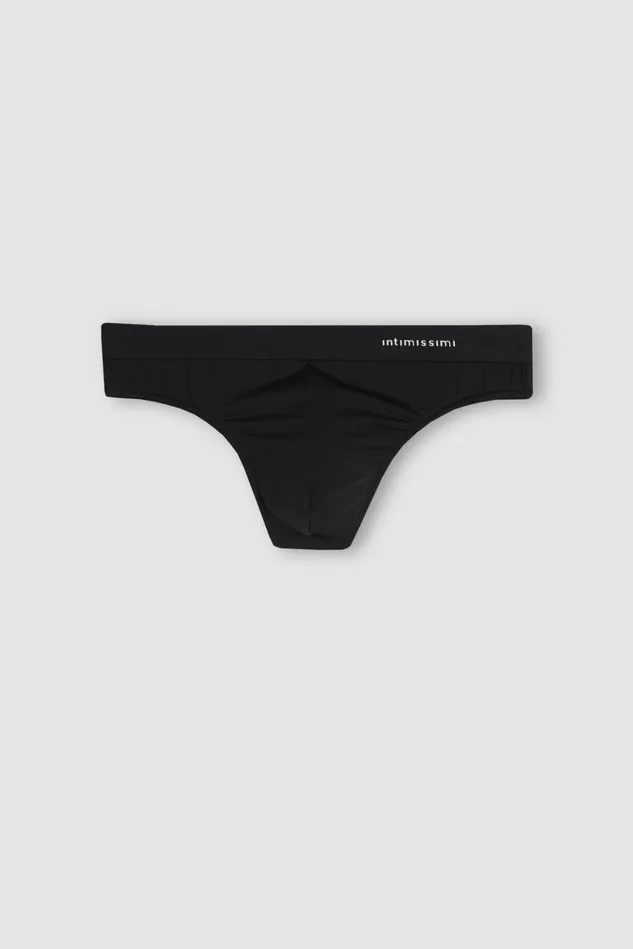 Intimissimi Briefs Men Logo Detailed Microfiber Thong Black 019 8211 Black