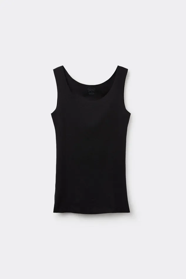 Intimissimi Camisoles Tank Tops Women Raw Edge Round Neck Cotton Tank Top Black 019 8211 Black