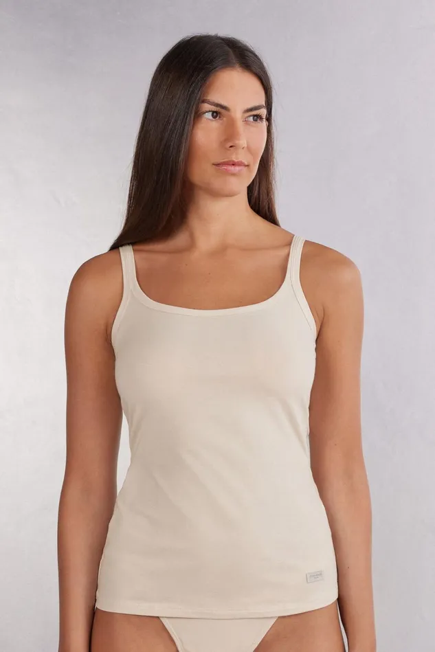 Intimissimi Camisoles Tank Tops Women Spaghetti Strap Top In Cotton Natural 2280 8211 Avorio Crema Intimissimi Camisoles Tank Tops Women Spaghetti Strap Top In Cotton Natural 2280 8211 Avorio Crema