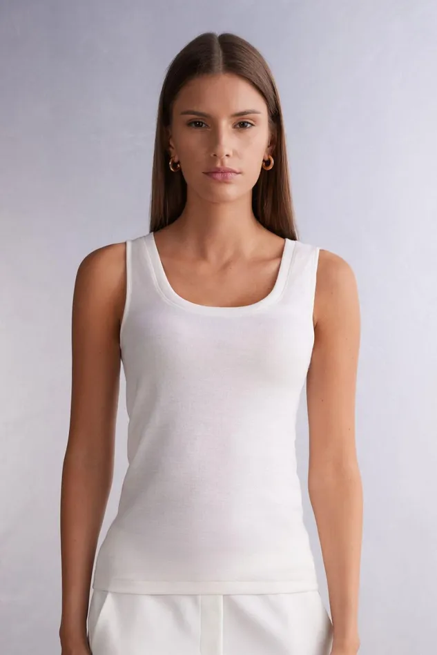 Intimissimi Camisoles Tank Tops Women Wool and Cotton Tank Top Ivory 2127 8211 Talc White Intimissimi Camisoles Tank Tops Women Wool and Cotton Tank Top Ivory 2127 8211 Talc White