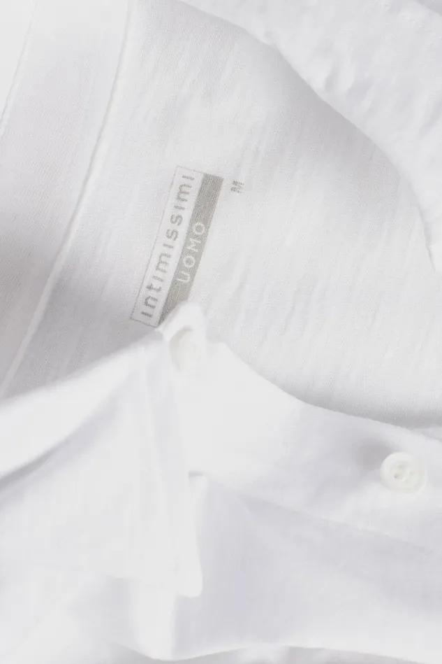 Intimissimi Long Sleeve Tops Men Slub Cotton Long Sleeve Shirt White 001 8211 White