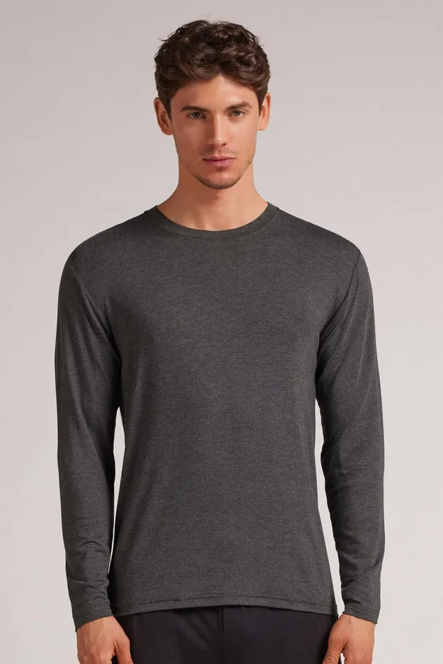 Intimissimi Long Sleeve Tops Men Soft Silk Long Sleeve Top Grey 040 8211 Dark Grey Blend Intimissimi Long Sleeve Tops Men Soft Silk Long Sleeve Top Grey 040 8211 Dark Grey Blend