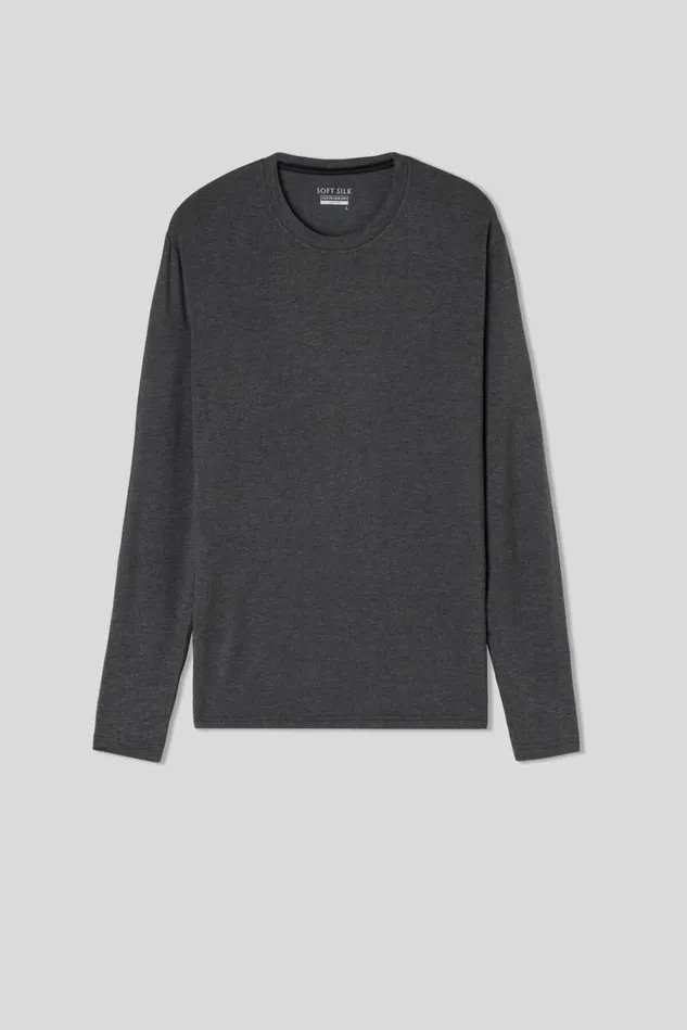 Intimissimi Long Sleeve Tops Men Soft Silk Long Sleeve Top Grey 040 8211 Dark Grey Blend