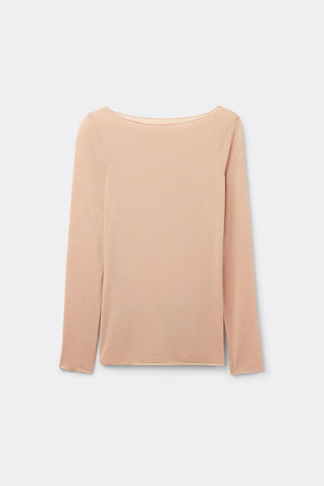 Intimissimi Long Sleeve Tops Women Boat Neck Modal Cashmere Ultralight Top Natural 044 8211 Honey Soft Beige
