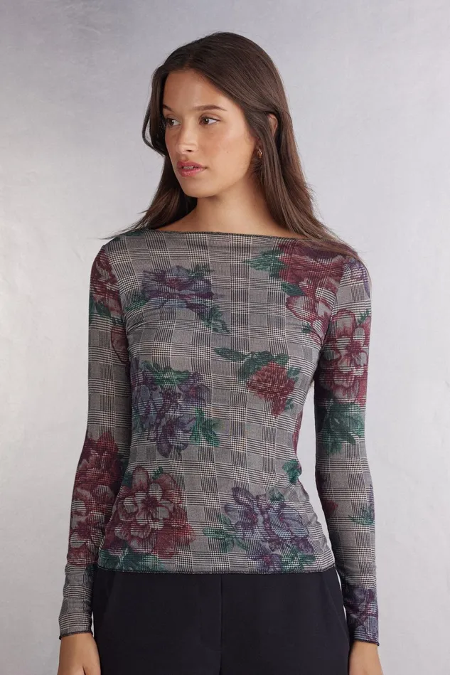 Intimissimi Long Sleeve Tops Women Long Sleeve Printed Top In Ultralight Modal With Cashmere Floral 771j 8211 Stampa Principe Di Gallesfiori Intimissimi Long Sleeve Tops Women Long Sleeve Printed Top In Ultralight Modal With Cashmere Floral 771j 8211 Stampa Principe Di Gallesfiori