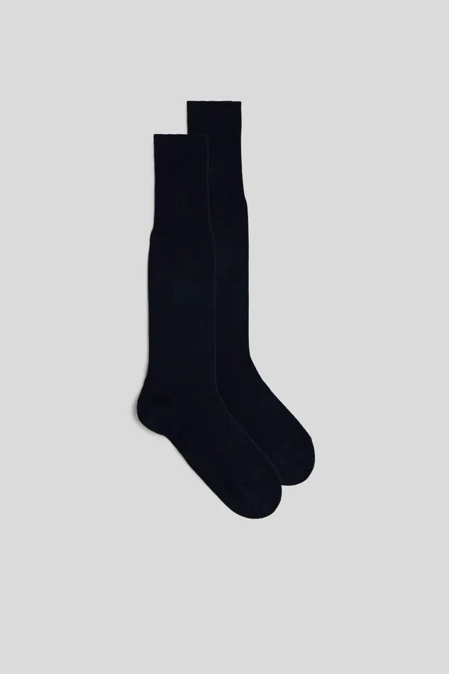 Intimissimi Long Socks Men Tall Warm Cotton Socks Blue 016 8211 Blue