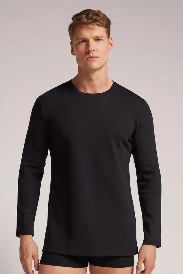 Intimissimi Pajama Separates Men Long Sleeve Top In Warm Cotton Black 019 8211 Black Intimissimi Pajama Separates Men Long Sleeve Top In Warm Cotton Black 019 8211 Black