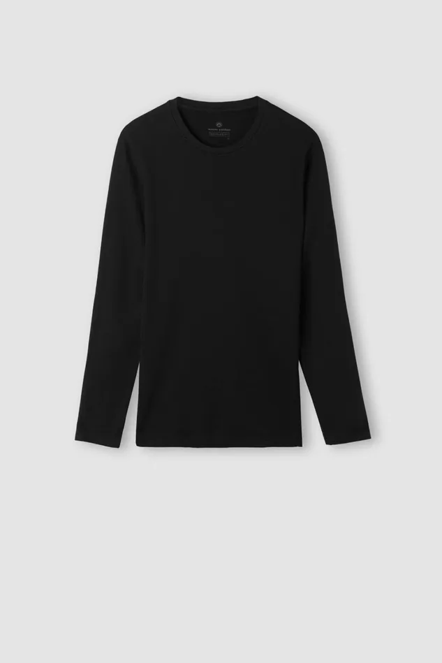 Intimissimi Pajama Separates Men Long Sleeve Top In Warm Cotton Black 019 8211 Black