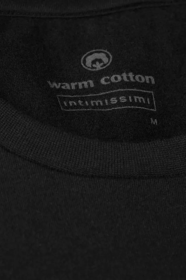 Intimissimi Pajama Separates Men Long Sleeve Top In Warm Cotton Black 019 8211 Black