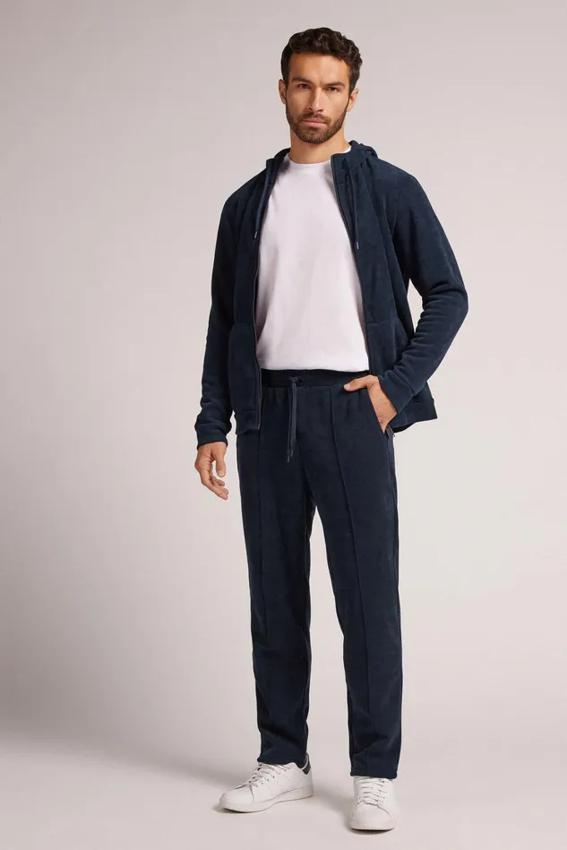 Intimissimi Pants Men Brushed Chenille Pants Blue 1467 8211 Intense Blue