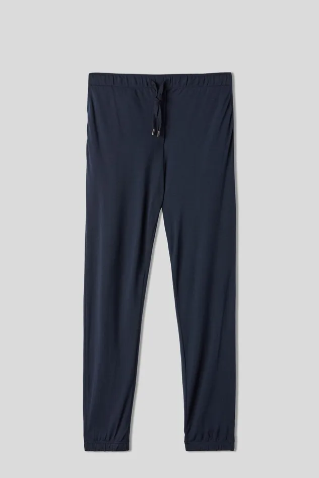 Intimissimi Pants Men Modal And Silk Piqu Full Length Pants Blue 800 8211 Blu Notte